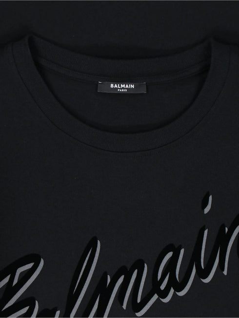 BALMAIN FLOCKED LETTER LOGO T-SHIRT